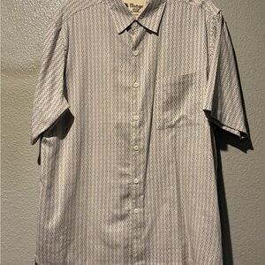 Vintage Men's Patterned Cream Shirt